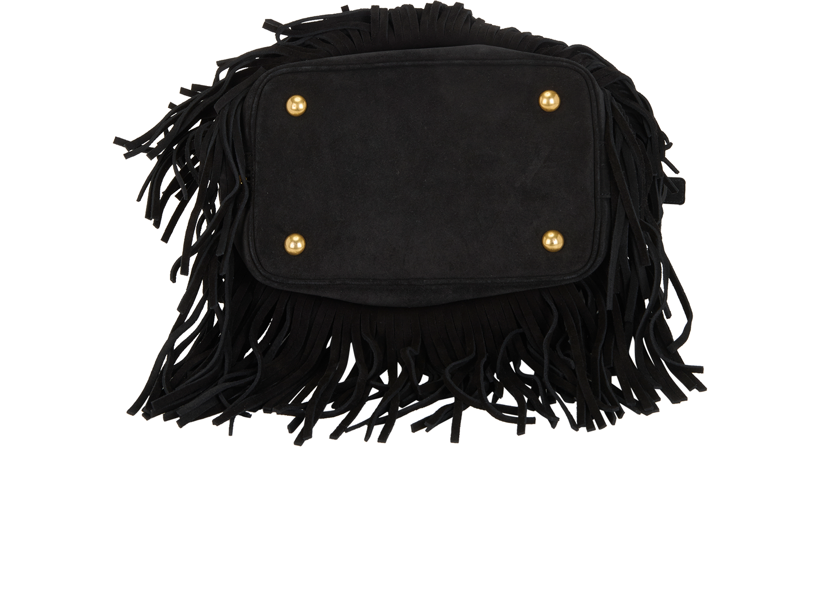 Fringed Bucket Top Handle/Crossbody, &pound;595, Handbags, Black, Suede, Top view